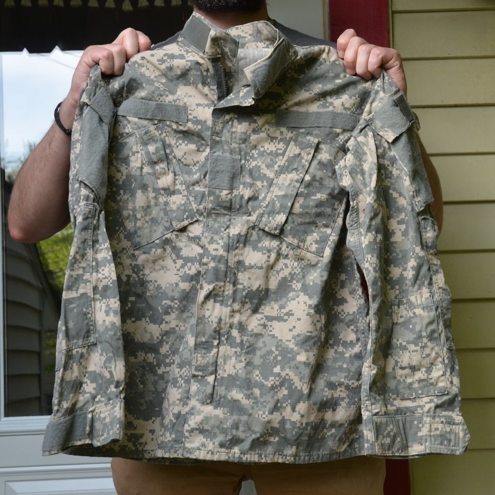 men's small regular army fatigues military jacket green camo camouflage cammo